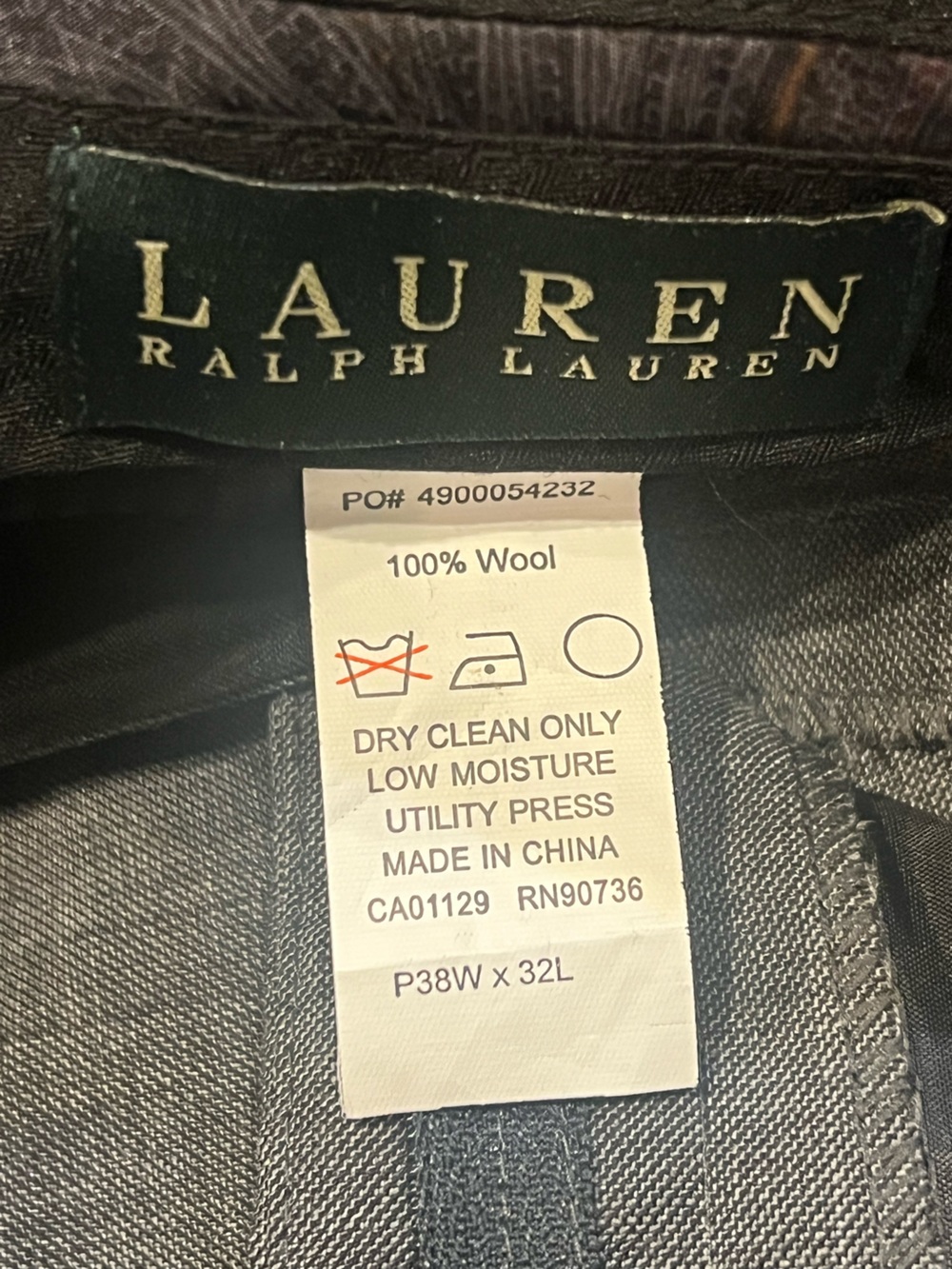 Lauren Ralph Lauren 100% Wool Charcoal Gray Two-Piece Suit 46 Chest 38 Waist - Picture 15 of 16